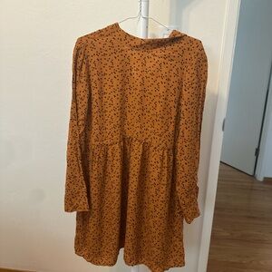 Mango Orange and Black Polka Dot Dress